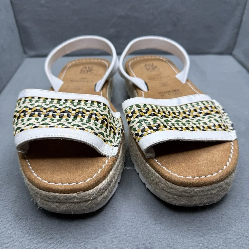 AVRK Menorca Mezcla Women's 9 White Leather Woven Espadrille Platform Sandals
